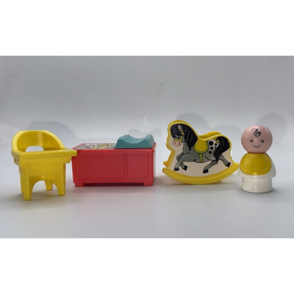Vintage Fisher Price Little People Baby Nursery Changing Table High Chair Horse